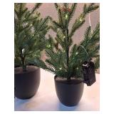 3pc Pre-lit Potted Balsam Fir Mini Artificial Christmas Tree Set Warm White Lights - Wondershop: LED, Timer, Indoor/Sheltered Outdoor - Retail: $115