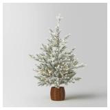 40" Pre-lit LED Glitter Flocked Balsam Fir in Basket Mini Artificial Christmas Tree Warm White Lights - Wondershop - Retail: $89