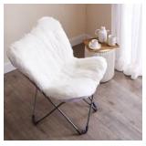 White Faux Fur Butterfly Chair - Retail: $85