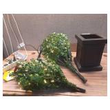 2 ft. Prelit Boxwood Porch Artificial Christmas Tree with Black Pot and Warm White Lights