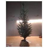 North Pole Trading Co. 36in Rattan Potted Christmas Tabletop Tree, One Size, Green - Retail: $22