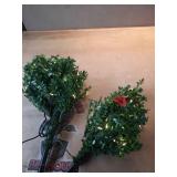 2 ft. Prelit Boxwood Porch Artificial Christmas Tree with Black Pot and Warm White Lights, - Retail: $50
