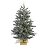 Fraser Hill Farm 2-ft. Heritage Pine Artificial Tree with Burlap Base and Battery-Operated Warm White LED Lights