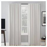50\"x95\" Sun Zero Blackout Evelina Faux Dupioni Silk Curtain Panel Pearl: Modern Solid Back Tab Indoor Panel