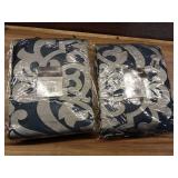 Pack of 2 ,72"x72" Eliot Jacquard Shower Curtain Navy/Silver - Madison Park: Polyester, Machine Washable, Buttonhole Top - Retail: $70