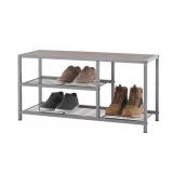 Trinity Modern 3-Tier Shoe Storage Bench with Wood Top - Retail: $45