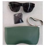 Designer Sunglasses with Green Leather Case Set - Retail: $45