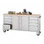 Trinity 72-inch Stainless Steel Rolling Workbench - Retail: $1,101 - Missing 1 Hinge Pin - Dings - See Photos/Inspection