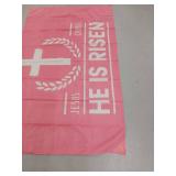 He Is Risen Religious Banner Pink Easter Cross Design 3 x 5 - Retail: $24