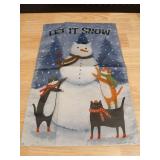 Let It Snow Winter Garden Flag with Snowman and Cats Design - Retail: $24