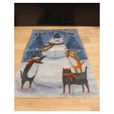 Let It Snow Winter Garden Flag with Snowman and Cats Design - Retail: $24