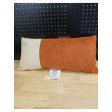 Oversized Colorblock Pieced Suede Lumbar Throw Pillow Orange/Neutral - Thresholdâ¢: Soft Faux-Suede, Removable Cover, Indoor Use - Retail: $25