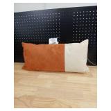 Oversized Colorblock Pieced Suede Lumbar Throw Pillow Orange/Neutral - Thresholdâ¢: Soft Faux-Suede, Removable Cover, Indoor Use - Retail: $25