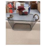 Gray Metal Mesh Storage Basket with Rope Handles 11 inches L x 7.5 inches W x 5.5 inches H - Retail: $15