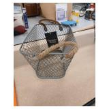 Industrial Metal Mesh Storage Basket with Jute Handles 9.8 inches L x 6.5 inches W x 5.1 inches H - Retail: $10