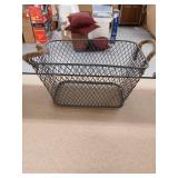 Industrial Metal Mesh Storage Basket with Jute Handles 9.8 inches L x 6.5 inches W x 5.1 inches H - Retail: $10