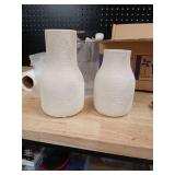 Textured White Ceramic Vase Set of 2.7  inches tall and 5.75 tall - Retail: $45