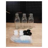 Clear Glass Milk Bottles with Lids Set - Retail: $18