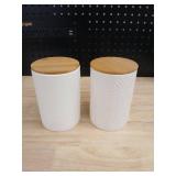Modern Ceramic Storage Canisters with Bamboo Lids - Retail: $25