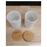 Modern Ceramic Storage Canisters with Bamboo Lids - Retail: $25