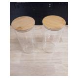 Glass Storage Jars with Bamboo Lids - Set of 2 - Retail: $15