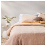 King Textured Chambray Comforter & Sham Set Warm Brown - Casalunaâ¢: OEKO-TEX Certified, Zipper Closure, 250 Thread Count - Retail: $155