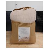 King Textured Chambray Comforter & Sham Set Warm Brown - Casalunaâ¢: OEKO-TEX Certified, Zipper Closure, 250 Thread Count - Retail: $155