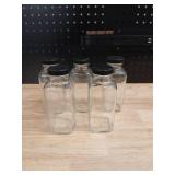 Set of 5 Clear Glass Storage Jars with Black Lids - Retail: $15