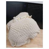 King Chunky Knit Bed Blanket Natural - Casalunaâ¢: Acrylic Sweater Knit, Machine Washable, All Ages - Retail: $80