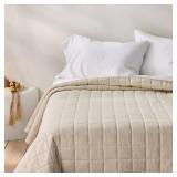 King Heavyweight Linen Blend Quilt Natural - Casalunaâ¢: Rayon & Cotton, Box Quilting, OEKO-TEX Certified - Retail: $139