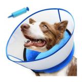 2-in-1 Upgraded Inflatable Dog Cone Collar with Detachable Anti-Licking Shield, Soft Adjustable Elizabethan Collar for Dogs After Surgery XL, Blue - Retail: $35