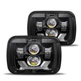 HWSTAR Pair 180W 1000% Bright H6054 5x7 7x6 Led Headlights Compatible with Jeep Cherokee XJ Wrangler YJ DOT Anti-glare DRL Turn Signal Hi/Low Sealed Beam Ford Chevy GMC Toyota Nissan Dodge etc Black -