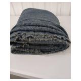 Handwoven Cotton Waffle Throw Blanket Blue and Gray 112 x 96 - Retail: $65