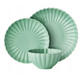 The Pioneer Woman Colette 12-Piece Stoneware Dinnerware Set, Green