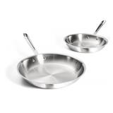 All-Clad D3 3-Ply Stainless Steel Fry Pan Set 2 Piece, 10, 12 Inch, Induction Oven Broiler Safe 600F, Kitchen Cooking Set, Skillets, Durable Frying Pans, Professional Pots and Pans Set Cookware Silver