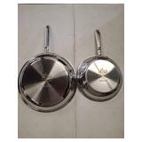 All-Clad D3 3-Ply Stainless Steel Fry Pan Set 2 Piece, 10, 12 Inch, Induction Oven Broiler Safe 600F, Kitchen Cooking Set, Skillets, Durable Frying Pans, Professional Pots and Pans Set Cookware Silver