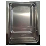 Nordic Ware Naturals 3 Piece Set - USA Made Aluminum Commercial Quality Sheet Pan for Baking or Roasting, Encapsulated Galvanized Steel Rim Prevents Warping; Half Sheet, Jelly Roll and Quarter Sheet