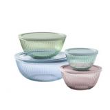 Pyrex 8-piece Tinted Glass Mixing Bowls, Multi