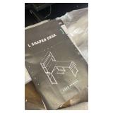 AODK L Shaped Desk Gaming Desk with LED Light & Power Outlet, 53 Inch Reversible L Shaped Computer Table with Shelf & Storage Bag & Hook for Home Office, Black - Retail: $140