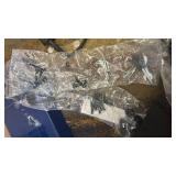 AODK L Shaped Desk Gaming Desk with LED Light & Power Outlet, 53 Inch Reversible L Shaped Computer Table with Shelf & Storage Bag & Hook for Home Office, Black - Retail: $140