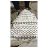 Hyde Lane Comforter Sets King Ivory Cotton Top Clipped Jacquard Stripes 3-Pieces 104x90 InchesBoho, Farmhouse, Modern Neutral Style, Bed Set, Bedding, Matching Pillow Shams - Retail: $110