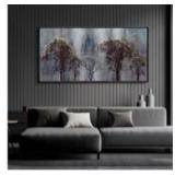 KLAKLA Living Room Wall Art - Black and White Wall Decor Large Picture Landscape Black and Gold Tree Artwork for Walls Frame Canvas Bedroom Office Home Decor 58x29 Inches - Retail: $170