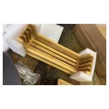 12.6\"L x 9\"W Bamboo Cutting Board Set of 4 - Wood Cutting Board Set with Holder, Chopping Boards Set with Food Icons, Juice Groove - Ideal for Meat, Fish, Bread, Vegetable, Fruit Chopping - Retail: 