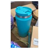 64 Oz Tumbler with Handle and Straw Half Gallon Water Bottle Stainless Steel Travel Mug for Hot & Cold Drinks, Reusable Water Bottle with Lids and Straw - Teal - Retail: $24