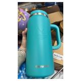 64 Oz Tumbler with Handle and Straw Half Gallon Water Bottle Stainless Steel Travel Mug for Hot & Cold Drinks, Reusable Water Bottle with Lids and Straw - Teal - Retail: $24