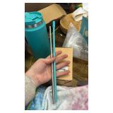 64 Oz Tumbler with Handle and Straw Half Gallon Water Bottle Stainless Steel Travel Mug for Hot & Cold Drinks, Reusable Water Bottle with Lids and Straw - Teal - Retail: $24