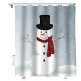 FACTORY SEALED - Vandarllin Custom Christmas Snowman Bathroom Shower Curtain,Waterproof Polyester Fabric -Blue Red White