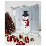 FACTORY SEALED - Vandarllin Custom Christmas Snowman Bathroom Shower Curtain,Waterproof Polyester Fabric -Blue Red White