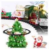 FACTORY SEALED - TERRAMUS Christmas Train Set - Hanging Train Toys with Smoke Light & Sound for Boys Girls,Train Set Around Under The Christmas Tree with Steam,Carriages Tracks for 3-12 Years Old Kids