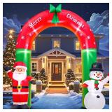 KOOY 8FT Christmas Inflatable Santa Snowman Arch Outdoor Decorations Blow up Yard Decoration,LED Lights for Christmas Party Holiday Xmas,Outdoor Lawn Winter DÃ©cor Christmas Decoration